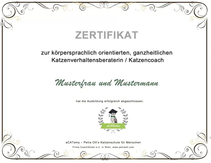 Ubgrade mit Trainer: Ausbildung zum zertifizierten Katzencoach, KatzenverhaltenberaterIN